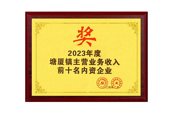 2023年度塘厦镇主营业务收入前十名内资企业