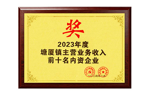 2023年度塘厦镇主营业务收入前十名内资企业